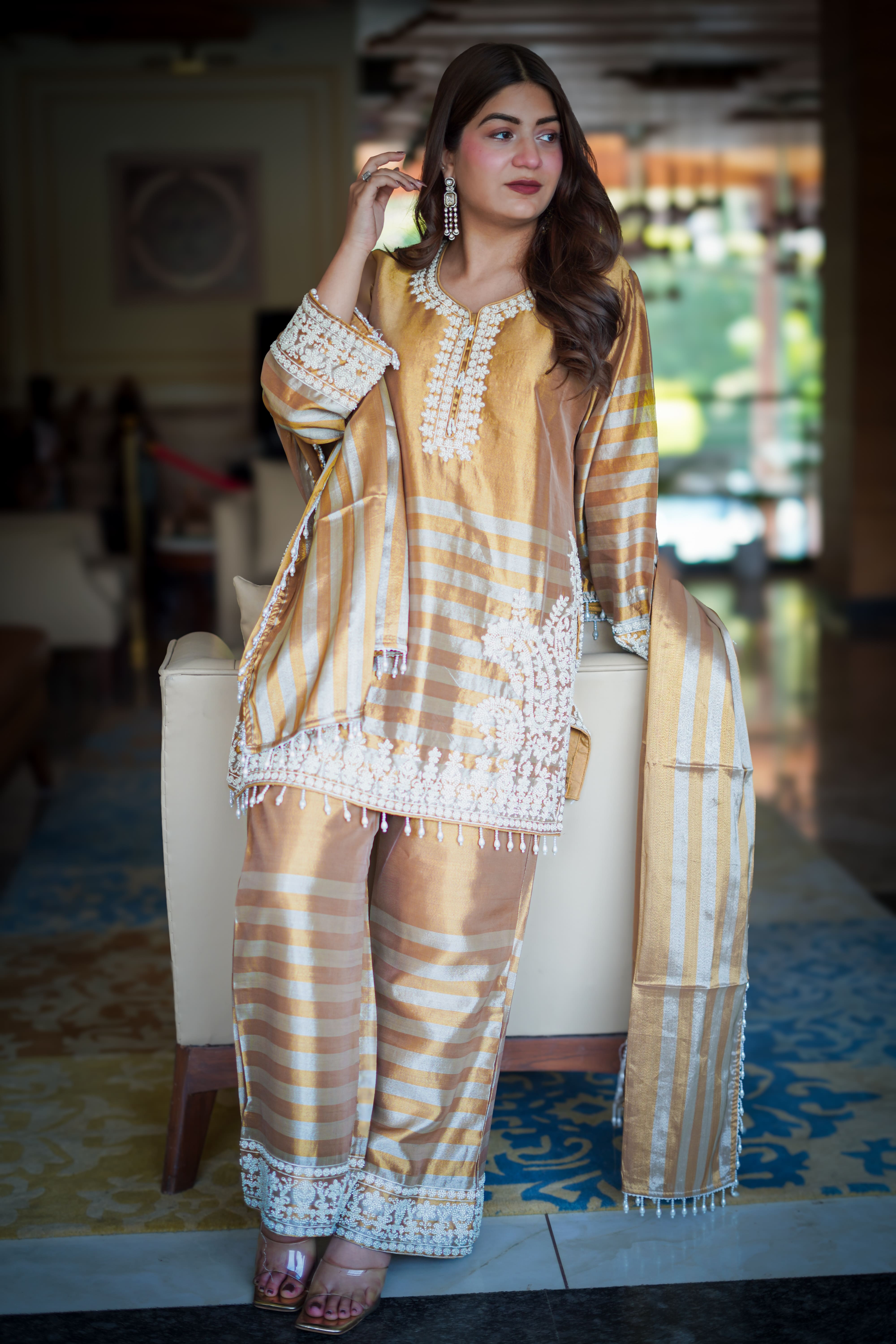 Royal Pearl Radiance Embroidered Suit Set