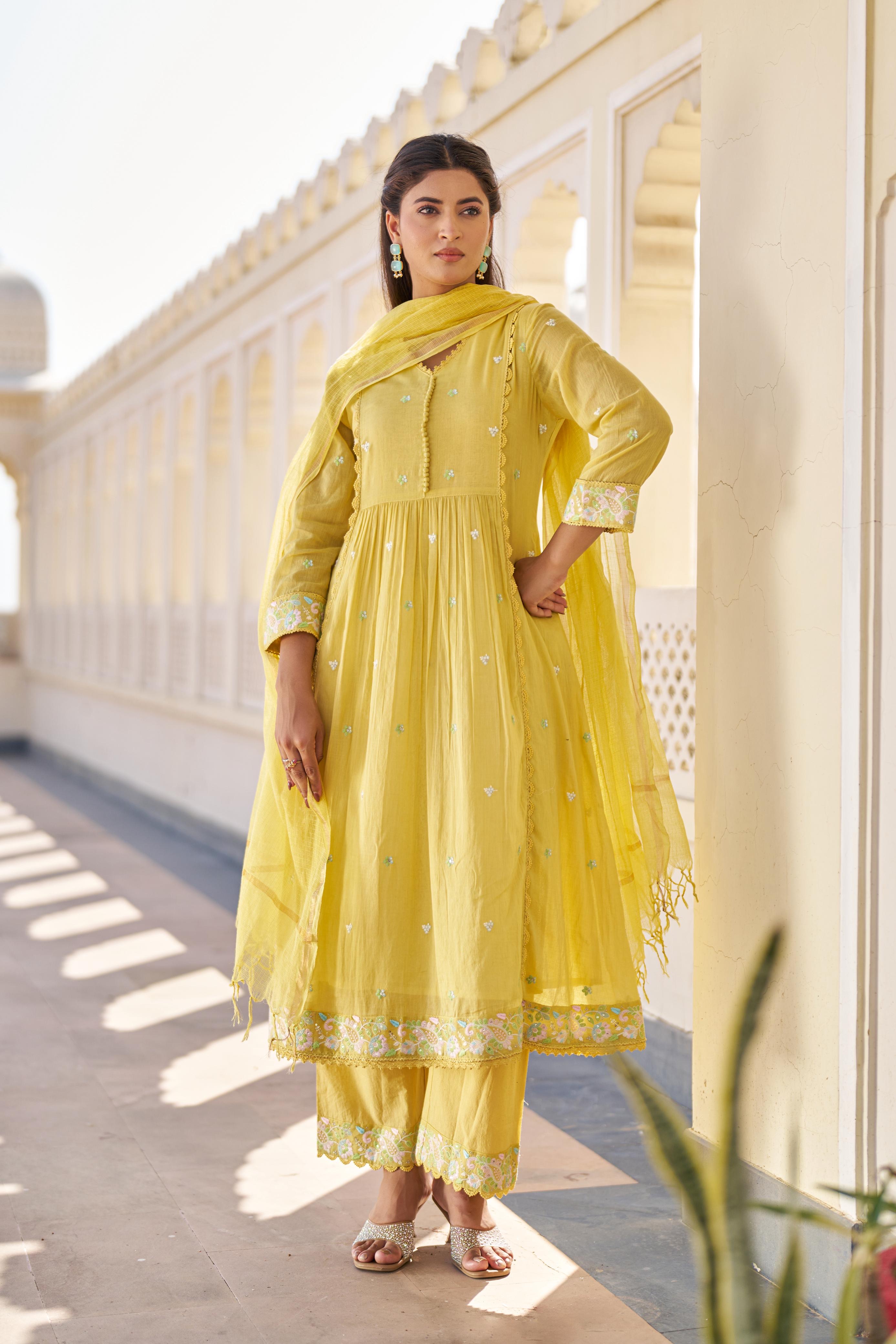 Sunlit Charm Cotton Frock Suit Set
