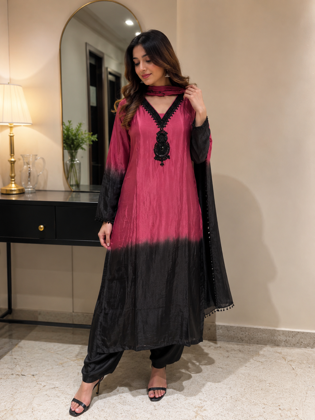 Aurora Ombre Elegance Crepe Suit Set
