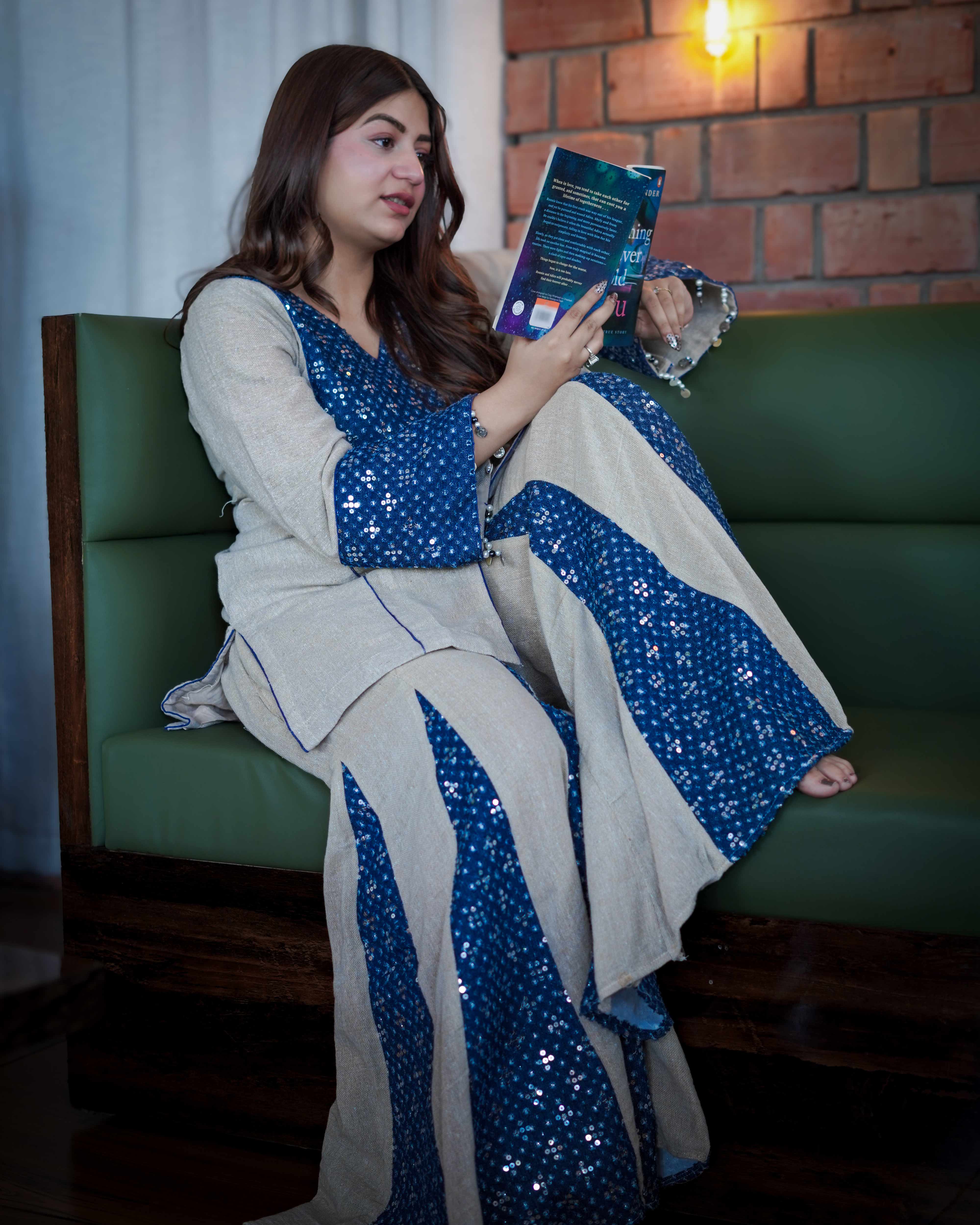 Rustic Denim Fusion Jute Co-Ord Set