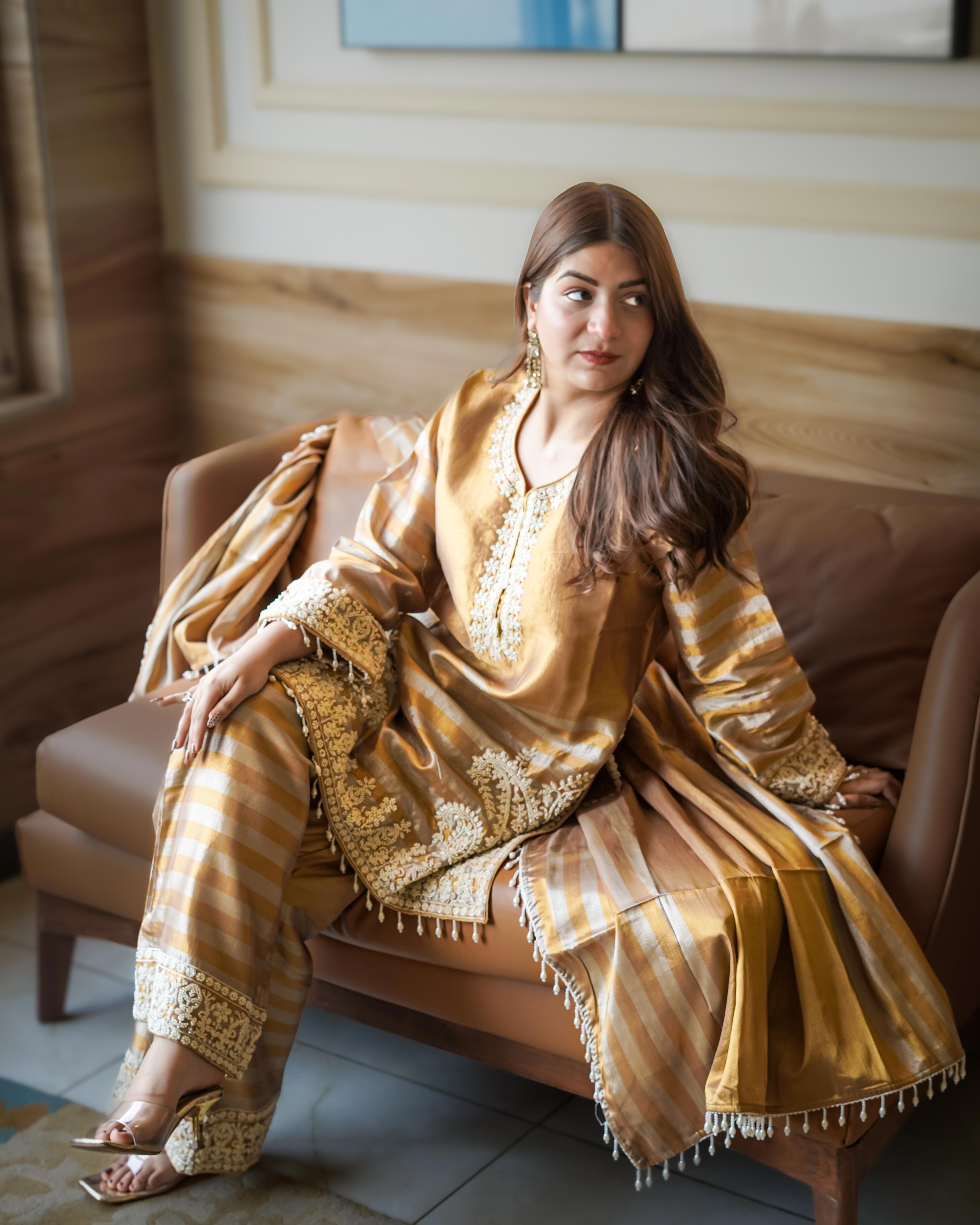 Royal Pearl Radiance Embroidered Suit Set
