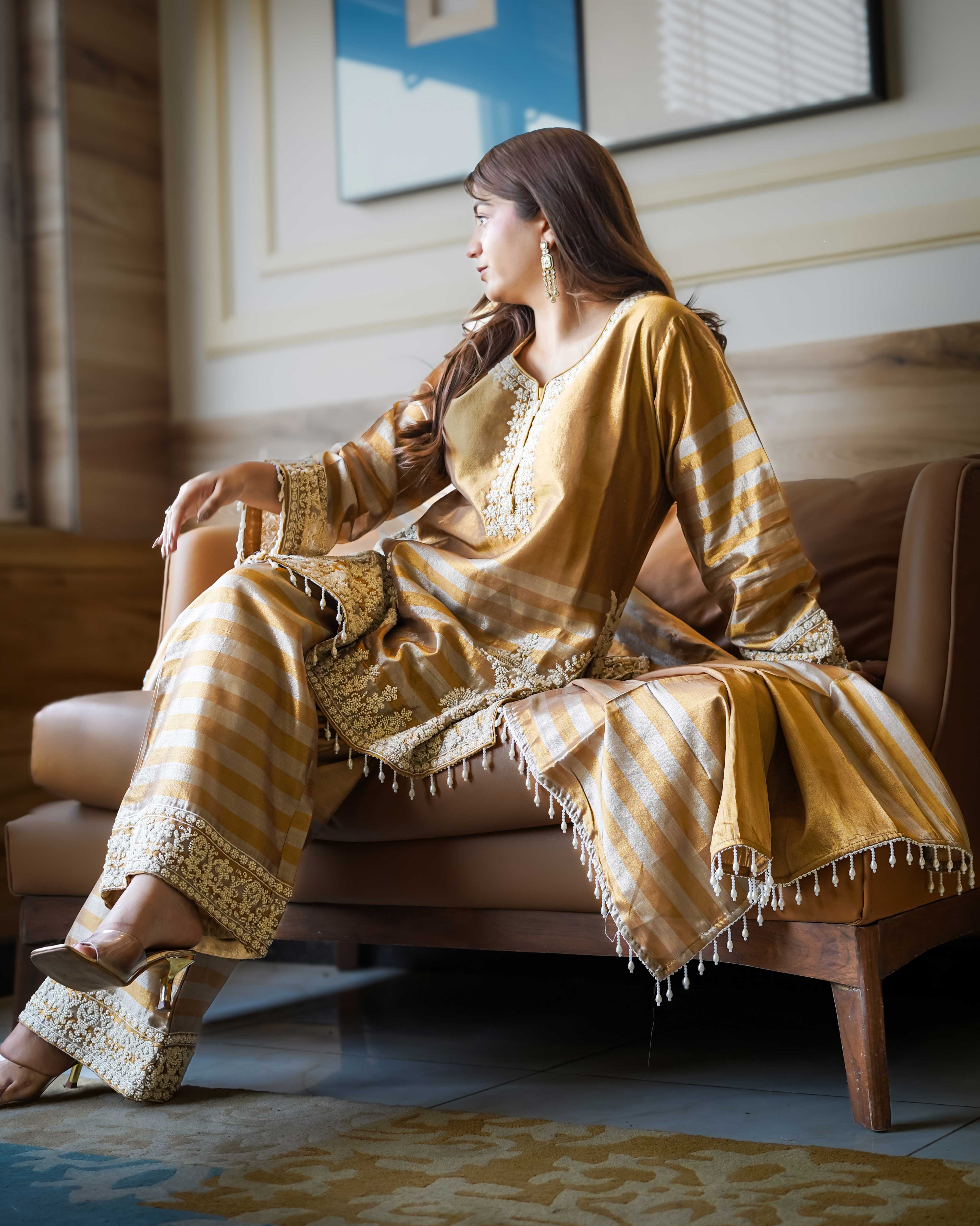 Royal Pearl Radiance Embroidered Suit Set