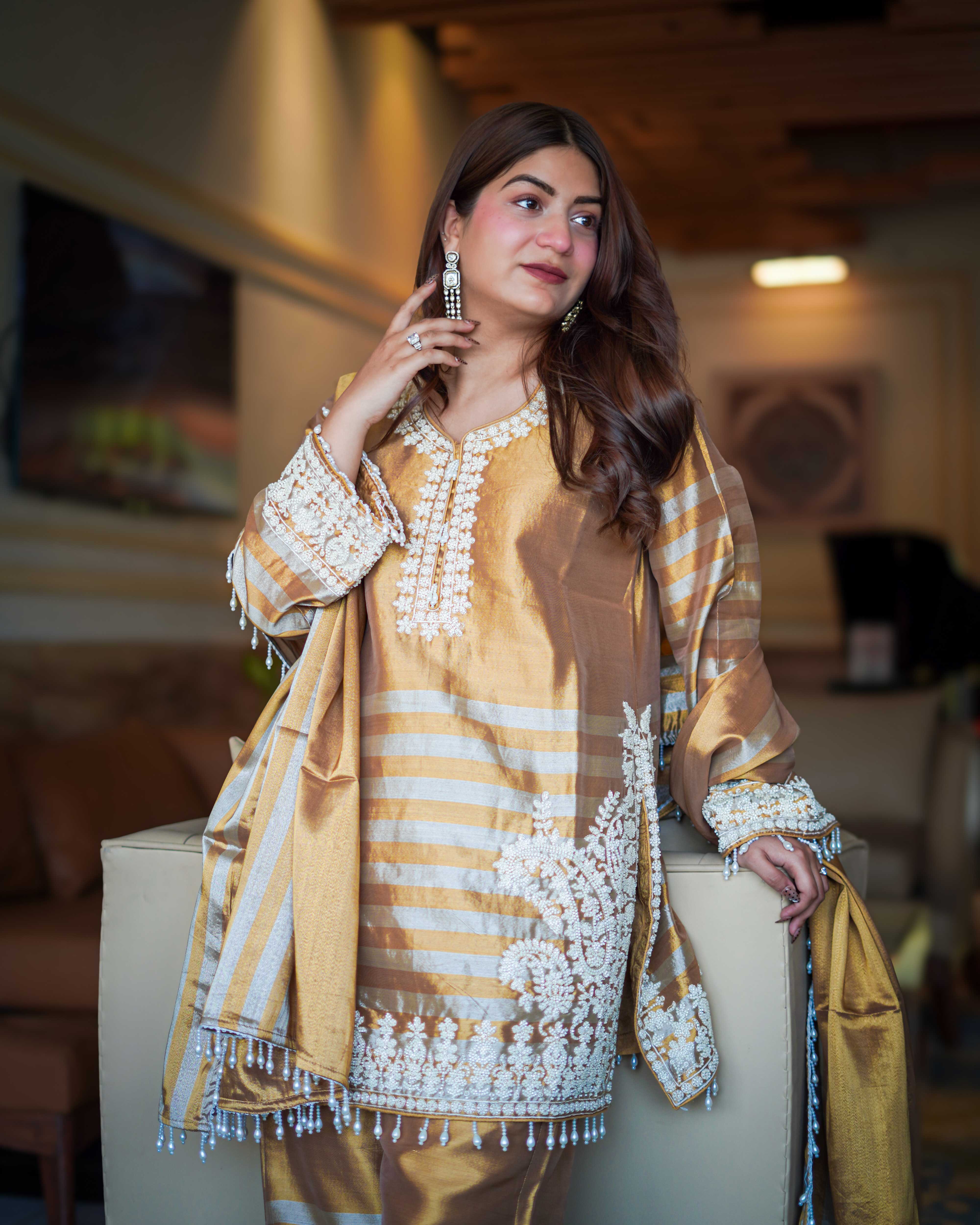 Royal Pearl Radiance Embroidered Suit Set