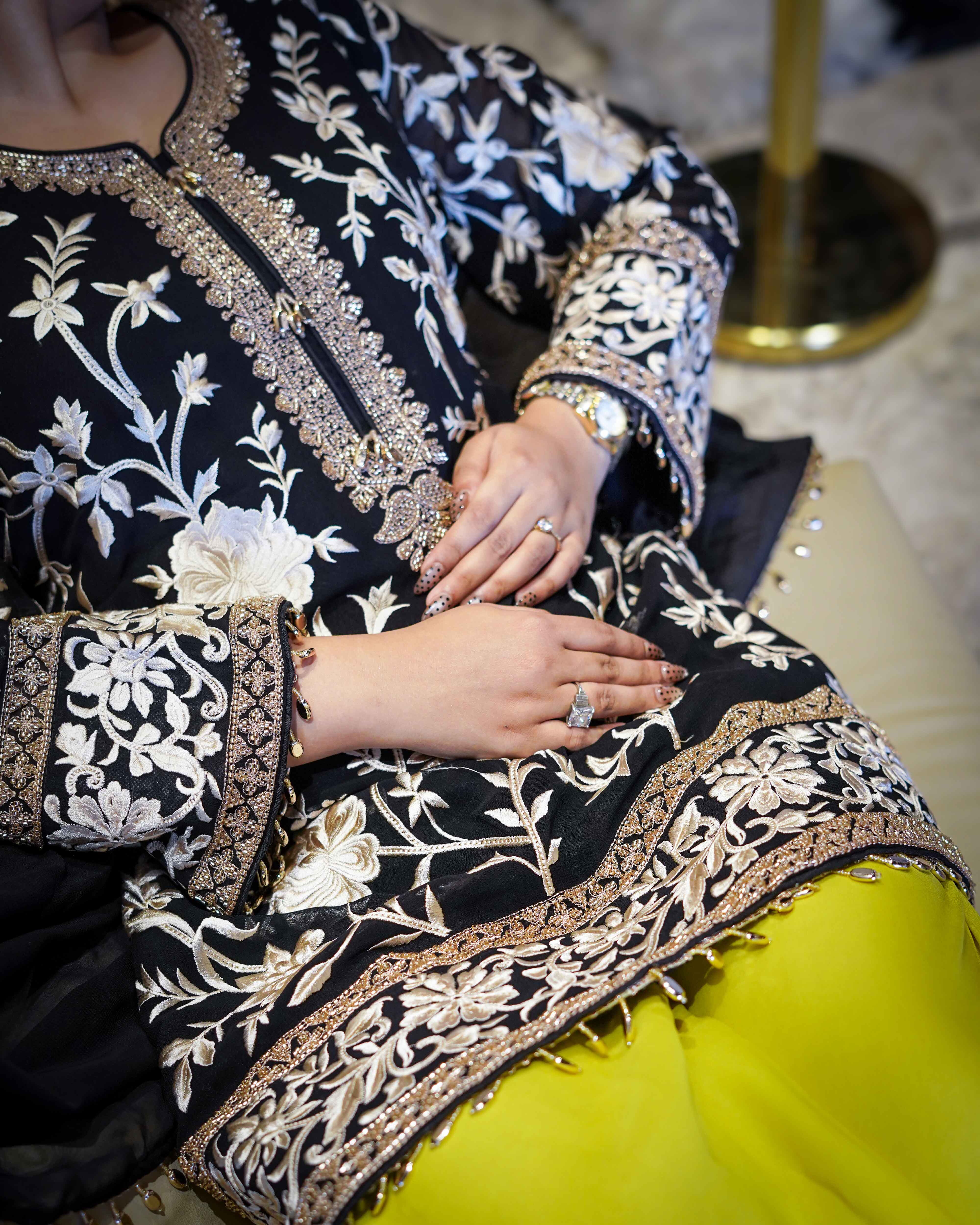 Noir Elegance Hand-Embroidered Georgette Kurta Set
