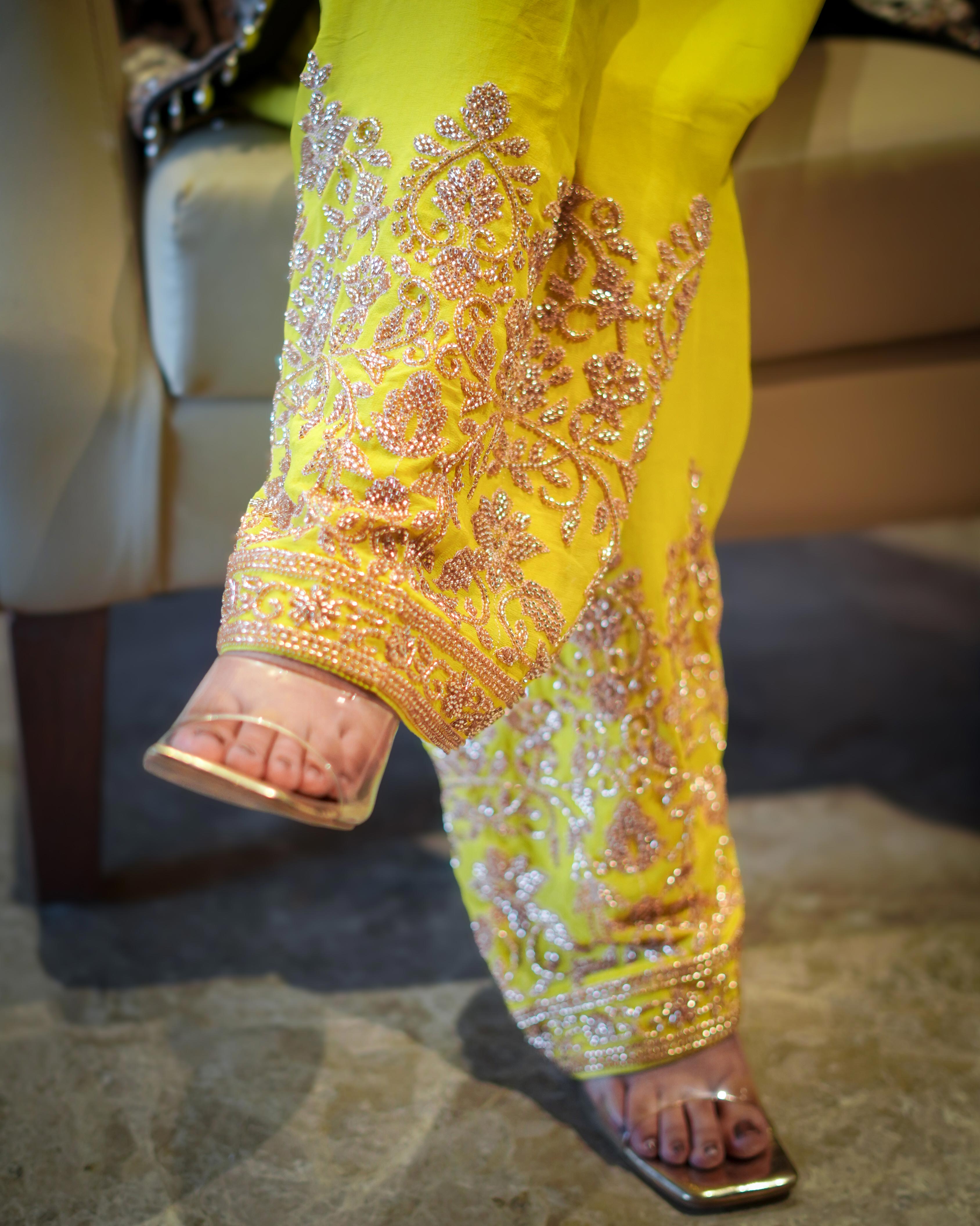 Noir Elegance Hand-Embroidered Georgette Kurta Set