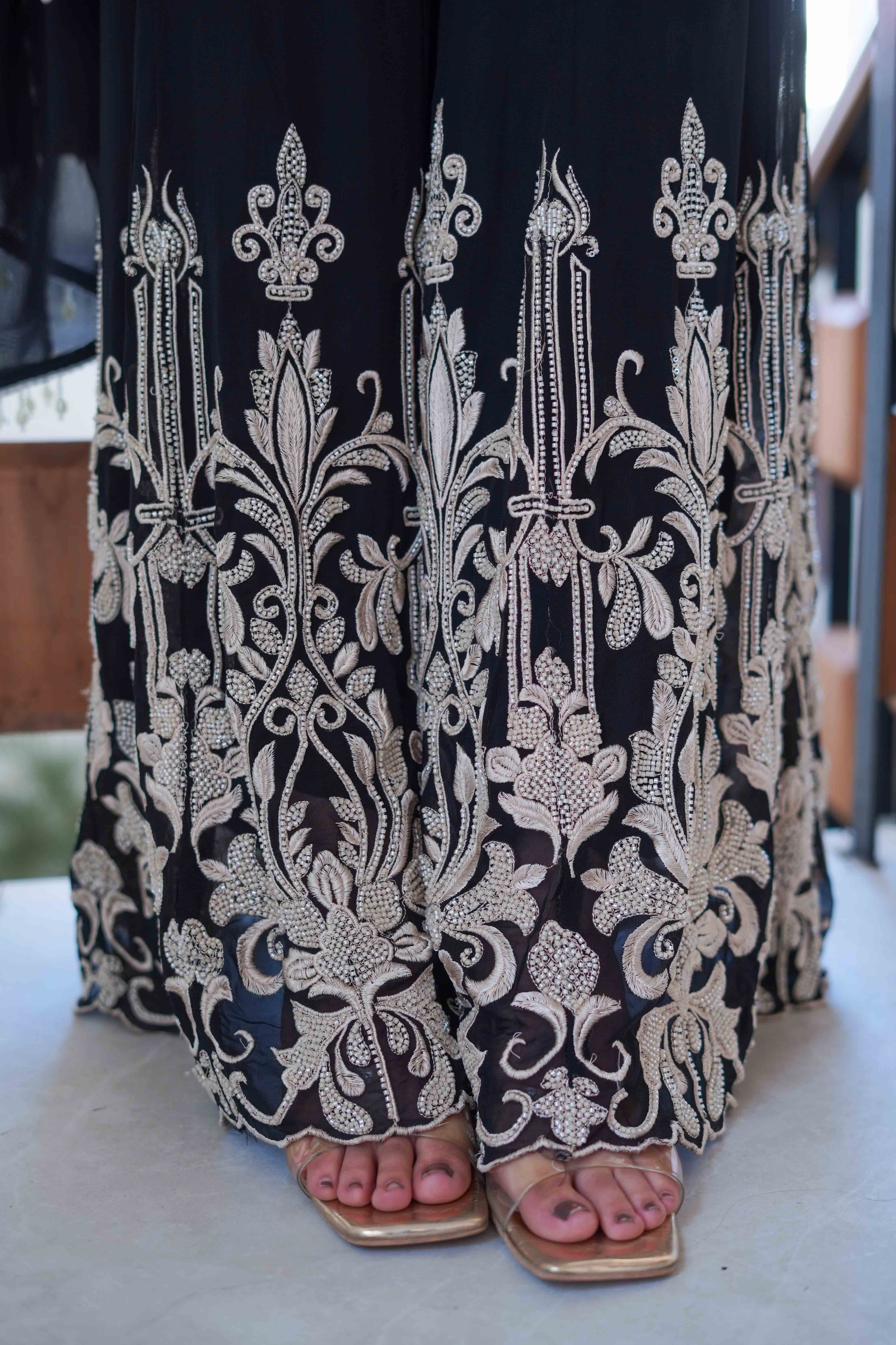 Pearl Grace Hand-Embroidered Sharara Set
