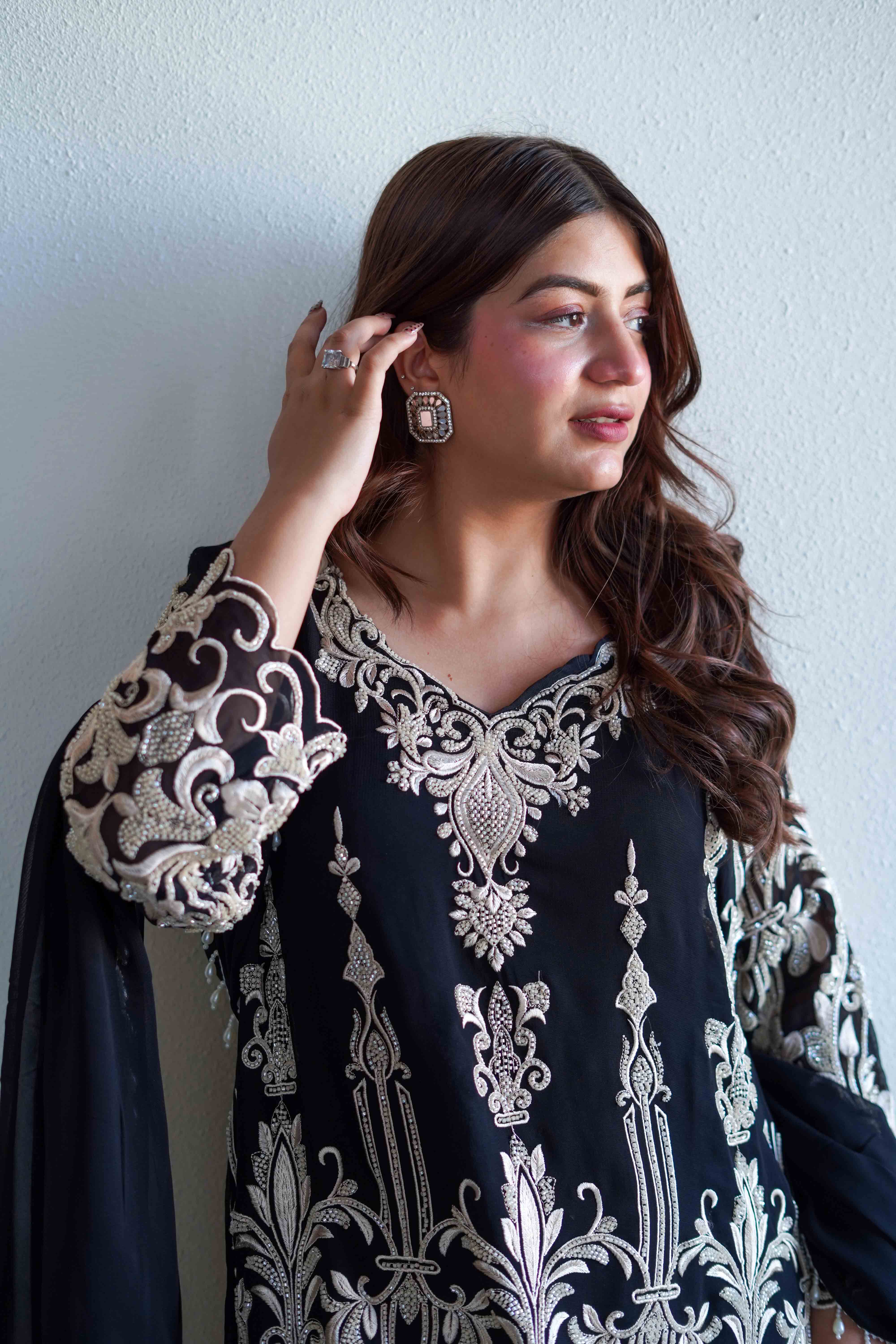 Pearl Grace Hand-Embroidered Sharara Set