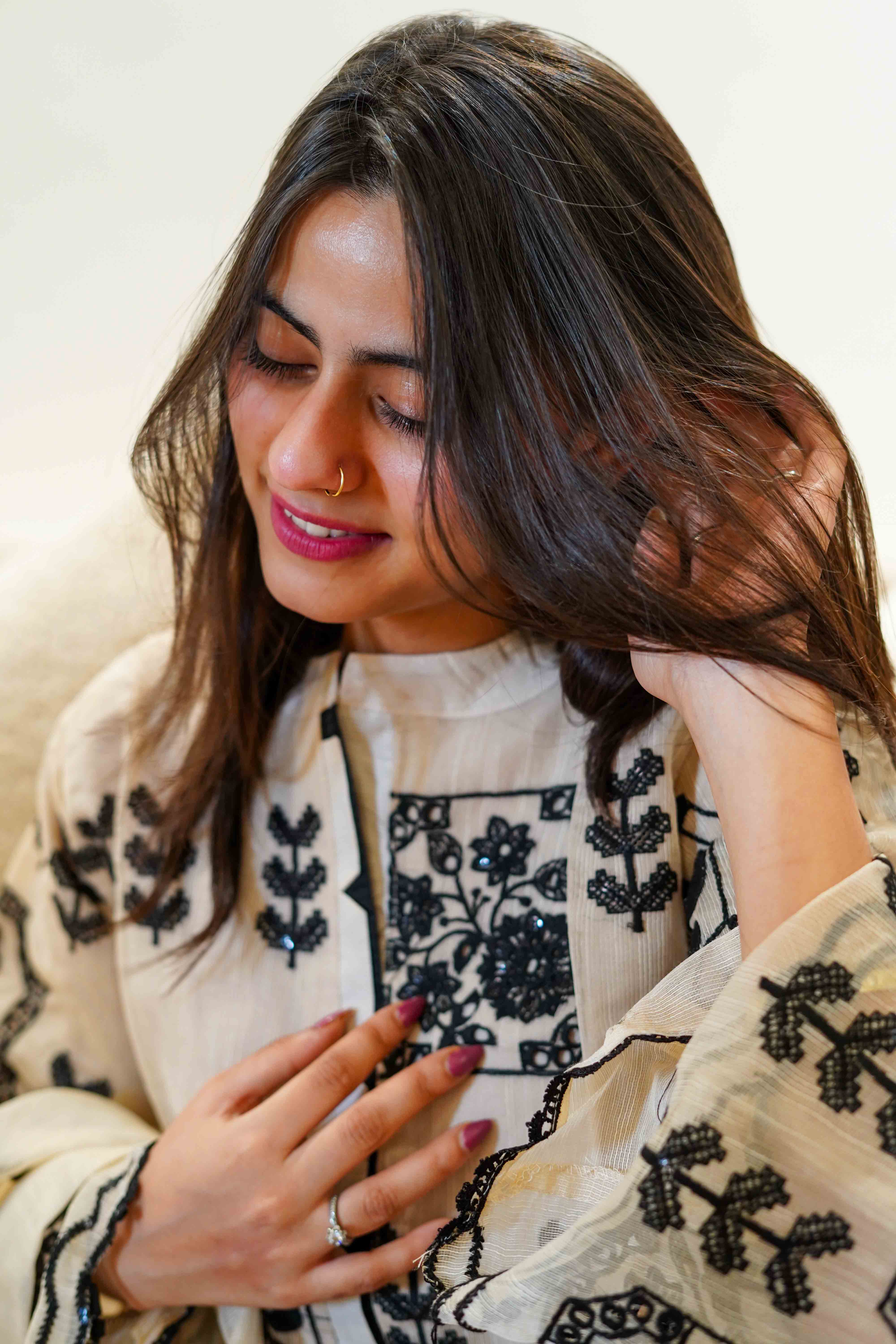 Sahara Noir Embroidered Suit Set