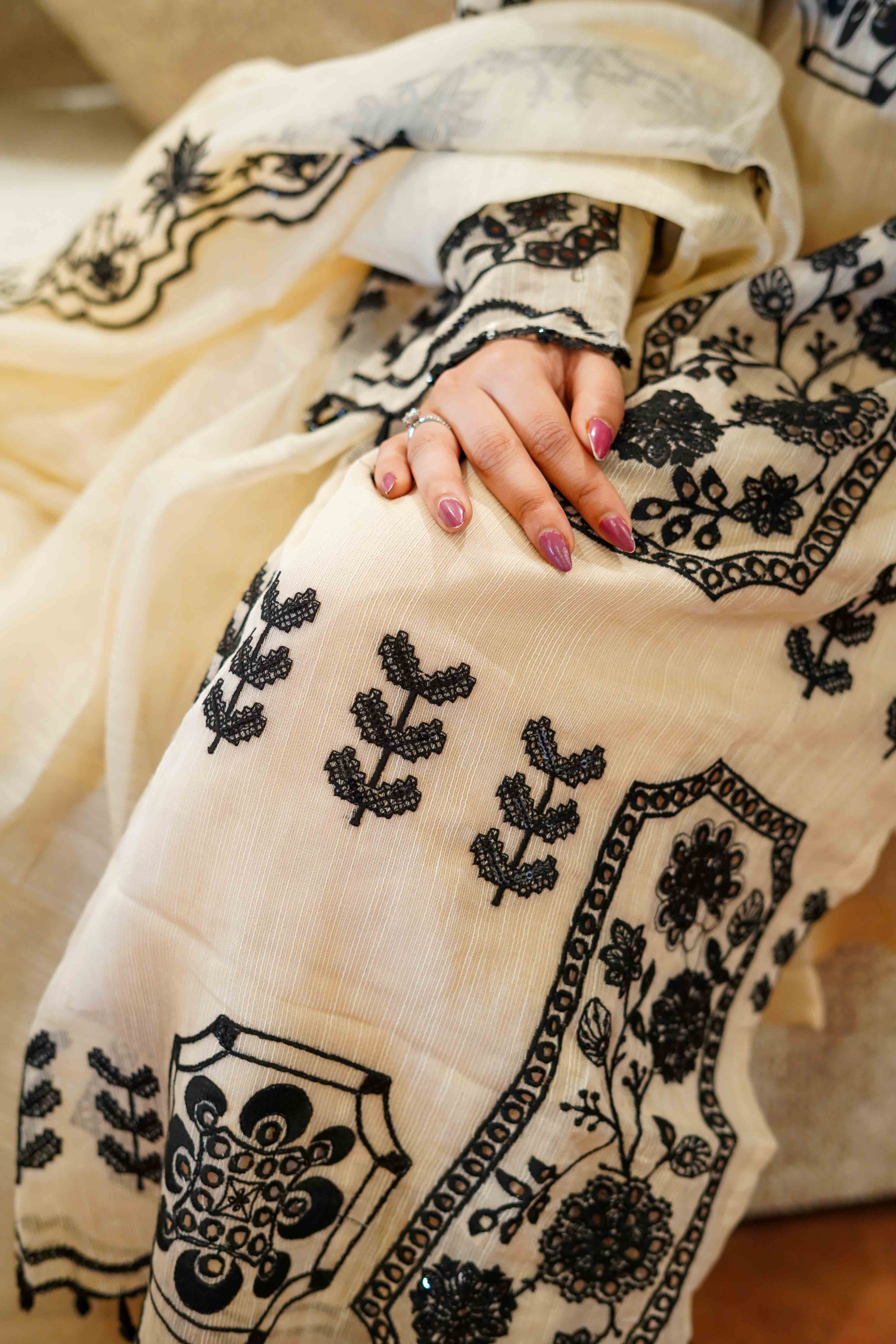 Sahara Noir Embroidered Suit Set