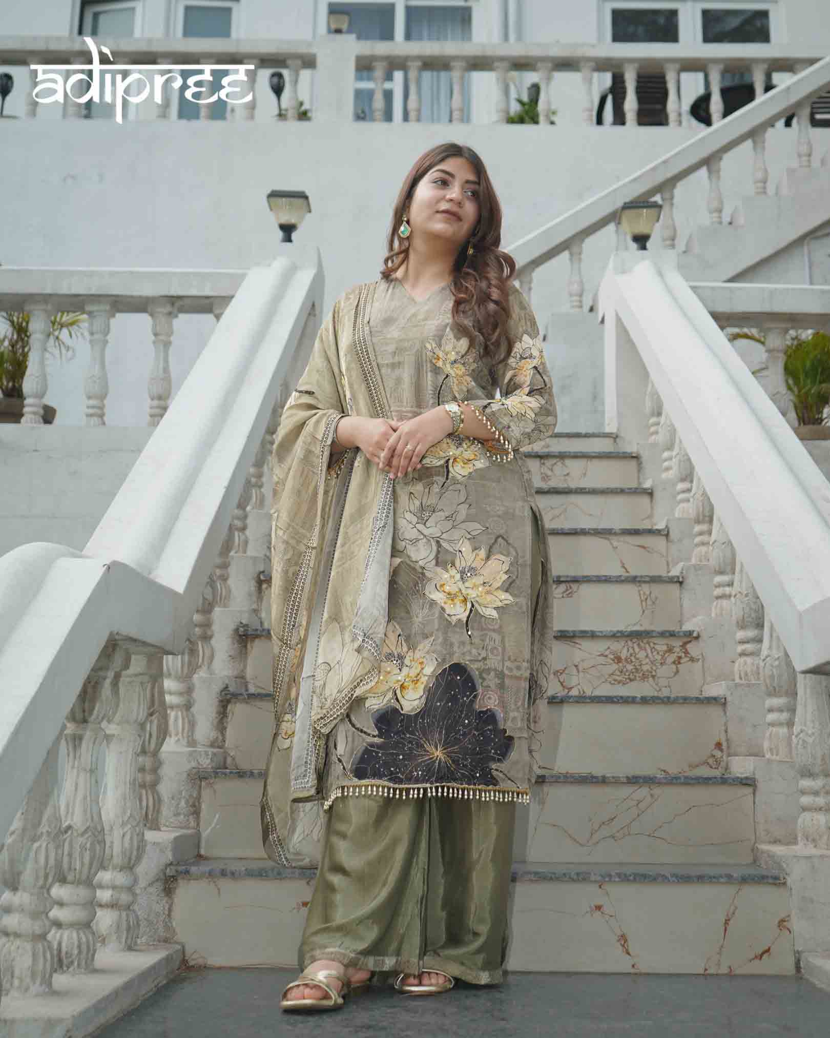 Bloom Haven Floral Crepe Palazzo Suit Set