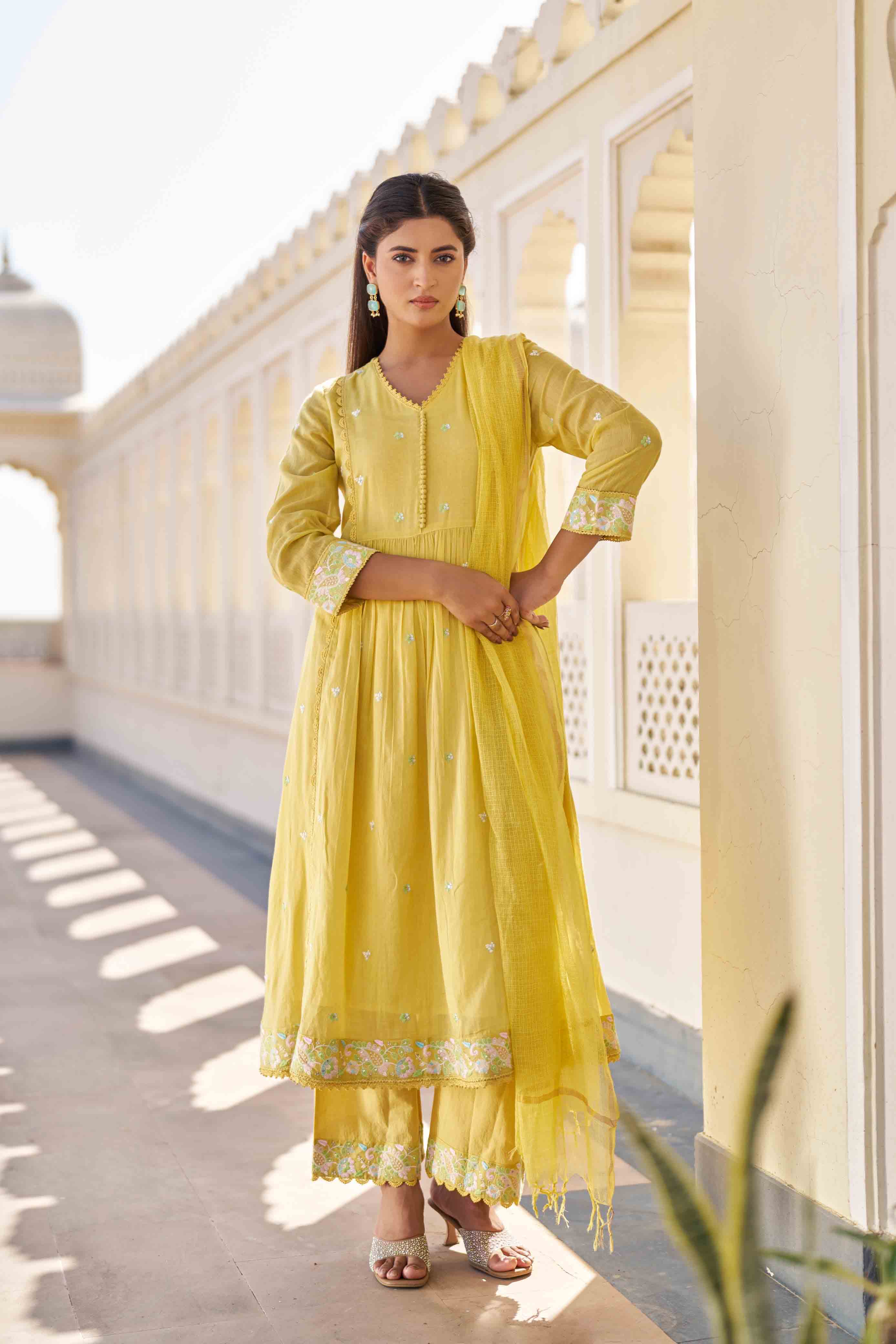 Sunlit Charm Cotton Frock Suit Set