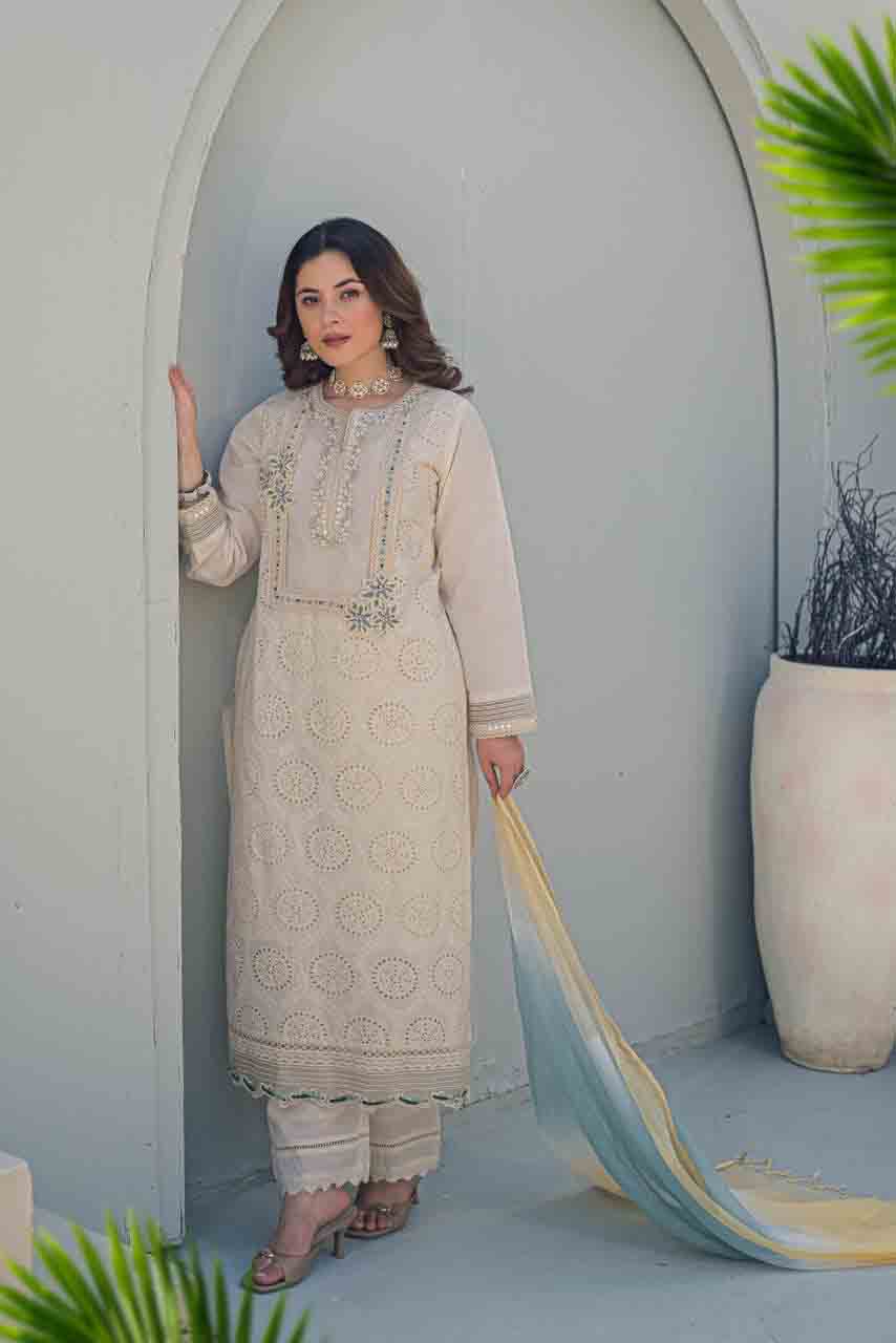 Gulbahaar Cutwork Cotton Suit Set
