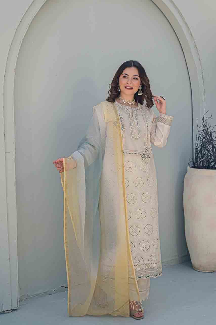 Gulbahaar Cutwork Cotton Suit Set
