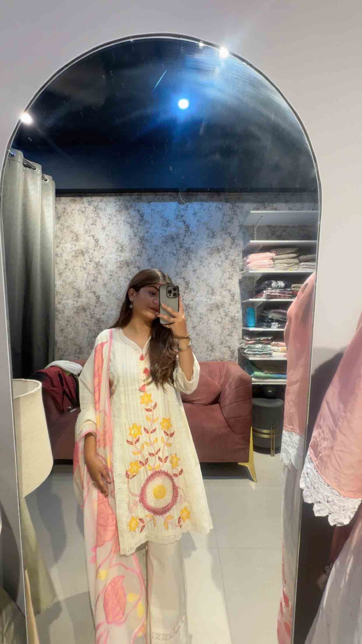 Flora Belle Embroidered Cotton Frock Suit Set