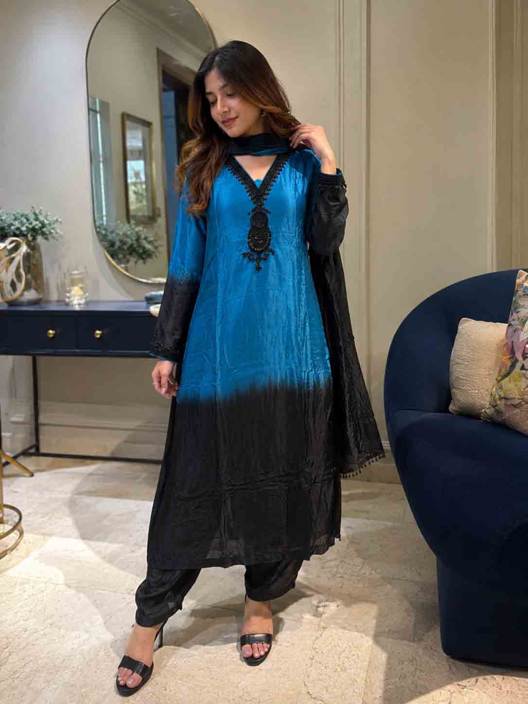 Aurora Ombre Elegance Crepe Suit Set